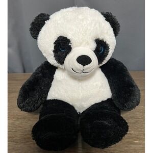 Teddy Mountain Panda Bear Plush Stuffed Animal Blue Eyes Black White Soft Toy
